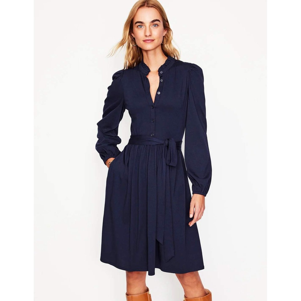 Boden Navy Blue Long Sleeve Midi Dress - Picture 4 of 10